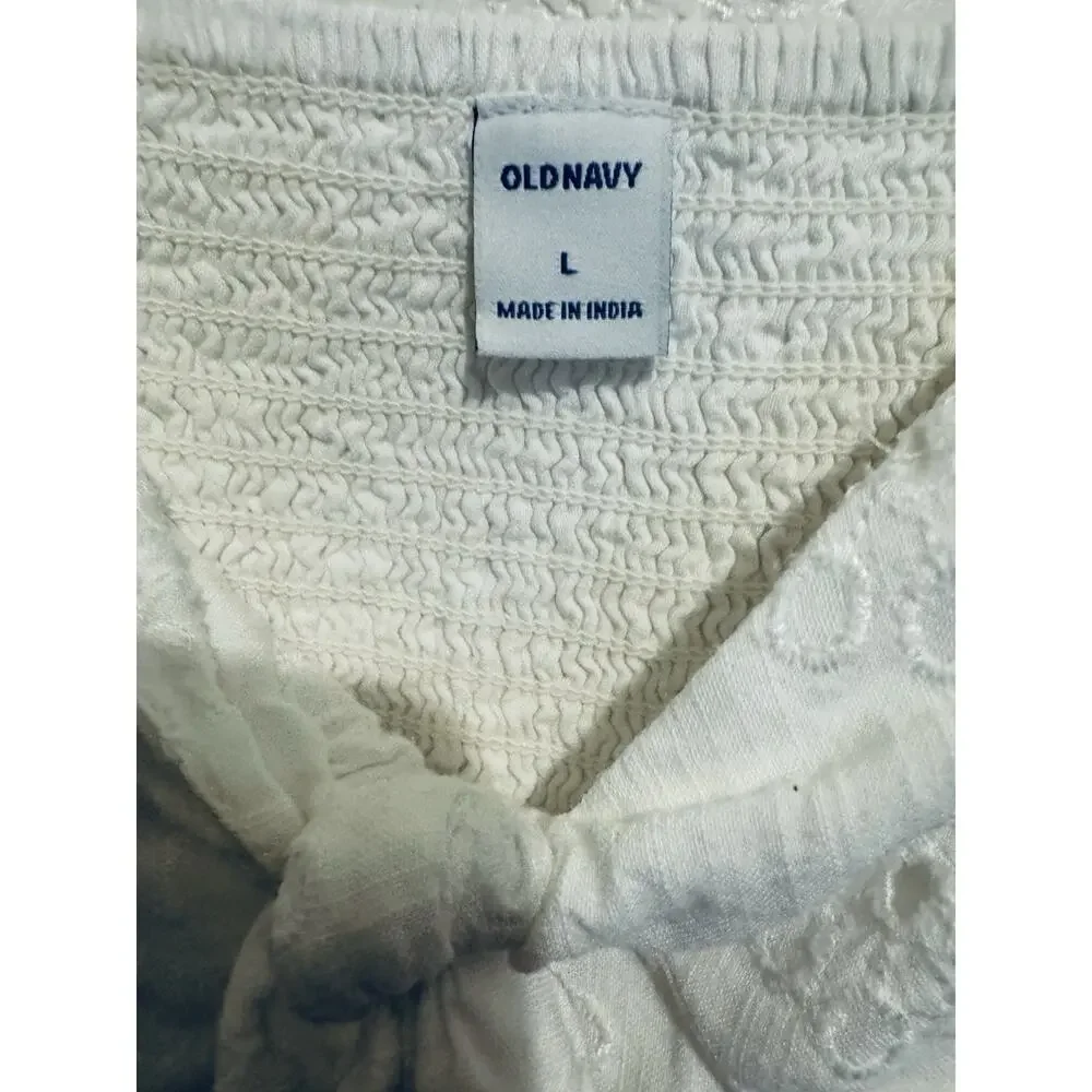 Old Navy Tie Front Eyelet Embroidered Cami Top Coquette Fairy Cottagecore Size L - Picture 4 of 9